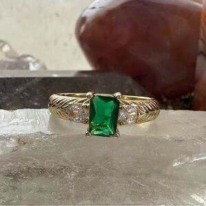 18k GP Yellow Gold Emerald Ring